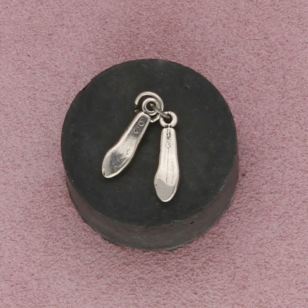 sterling silver vintage 3d ballet flat shoes charm pendant - Picture 2 of 3